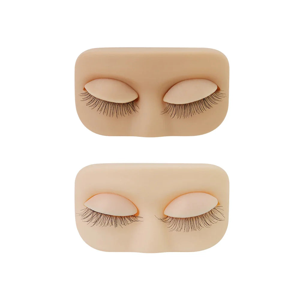 GLAMLASH Mini Lash Practice Head – Flat Model for Eyelash Extension Training with Removable Replacement Eyelids