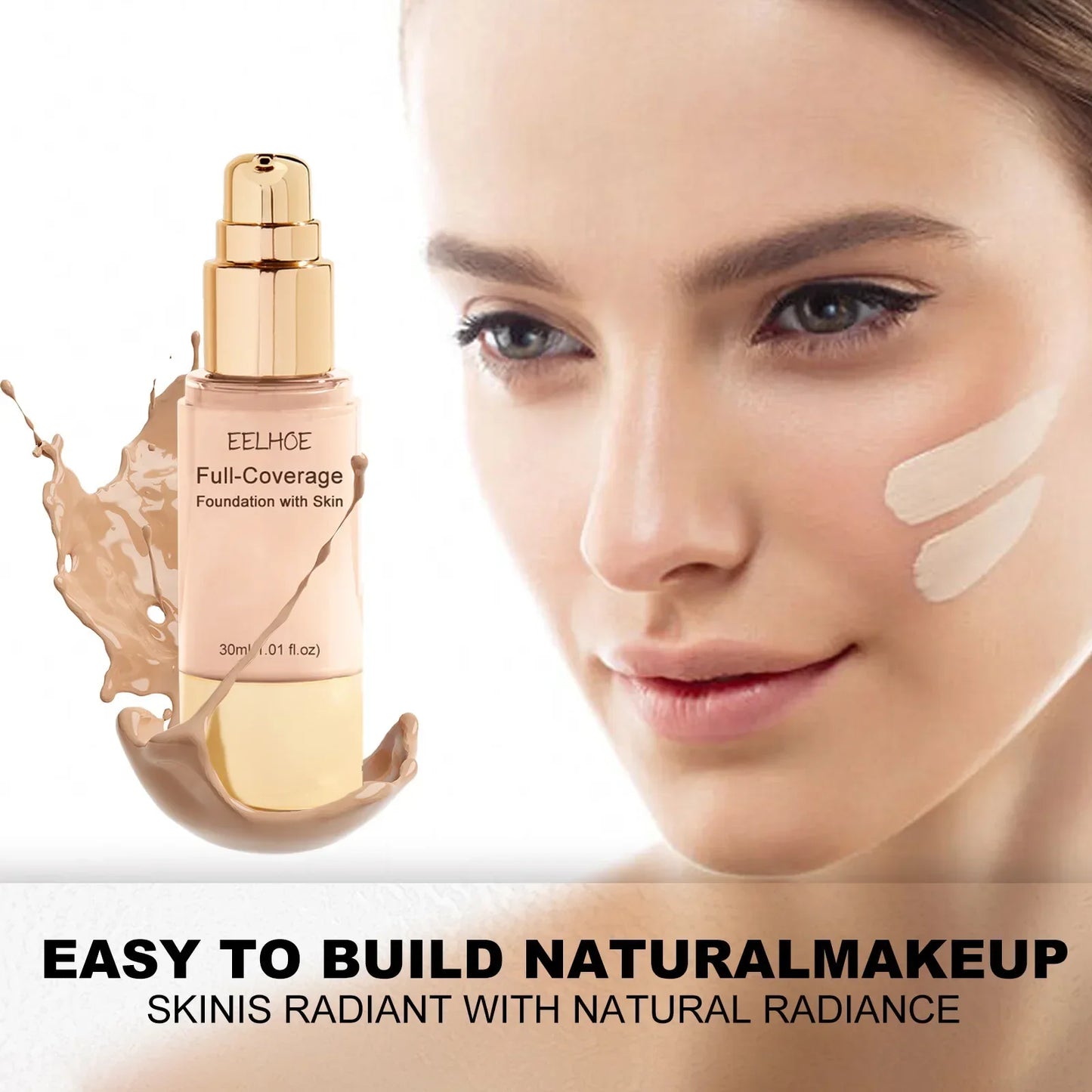Liquid Concealer Foundation – Full Coverage, Pore-Minimizing, Dark Spot Correcting Waterproof Makeup with Oil Control
