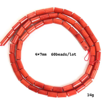 Natural Cylindrical Coral Beads – Irregular Loose Jewelry Making Beads for DIY Bracelets, Necklaces & Charm Accessories