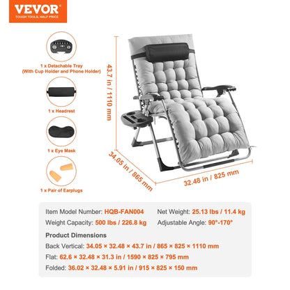 SucceBuy Zero Gravity Recliner Chair – Adjustable Anti-Gravity Lounge with Cushion, Footrest & Cup Holder