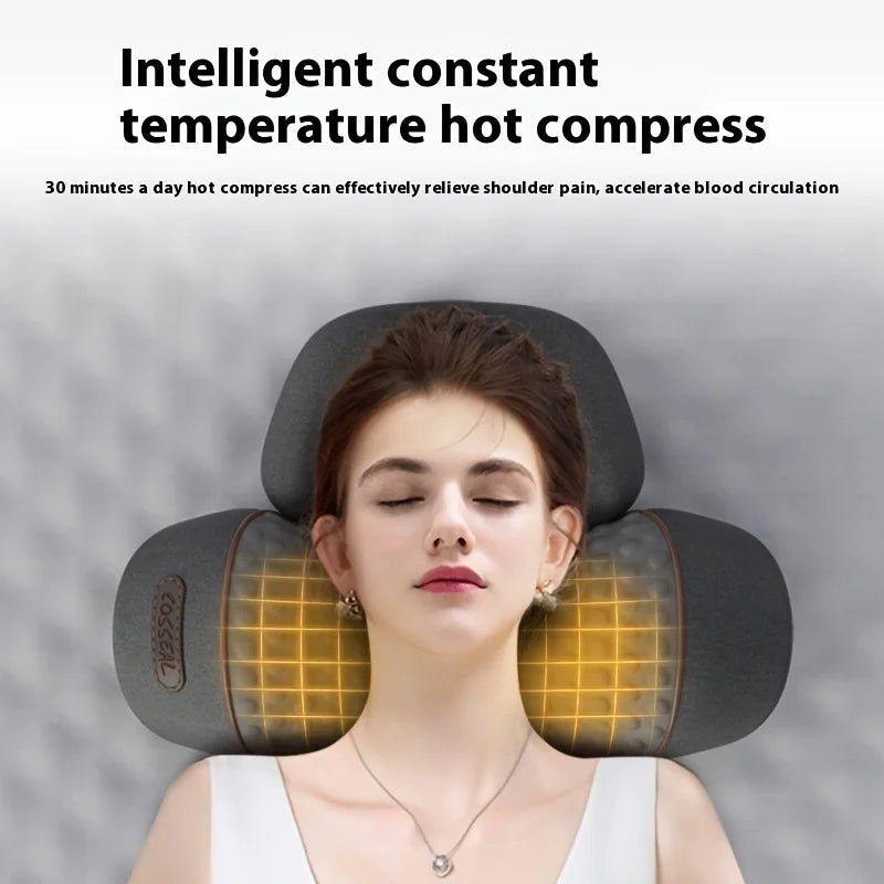 Electric Cervical Massage Pillow – Heated Vibration Neck Traction Memory Foam Support for Sleep & Spine Relaxation