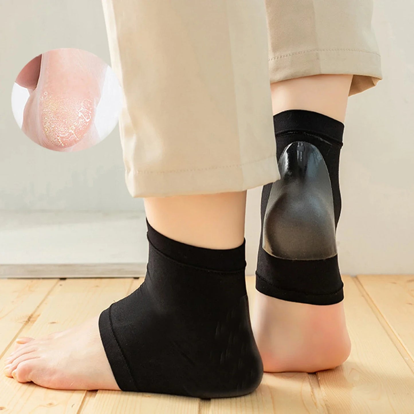Silicone Heel Protector Socks - Gel Heel Pads for Plantar Support, Cracked Skin Care & Foot Comfort