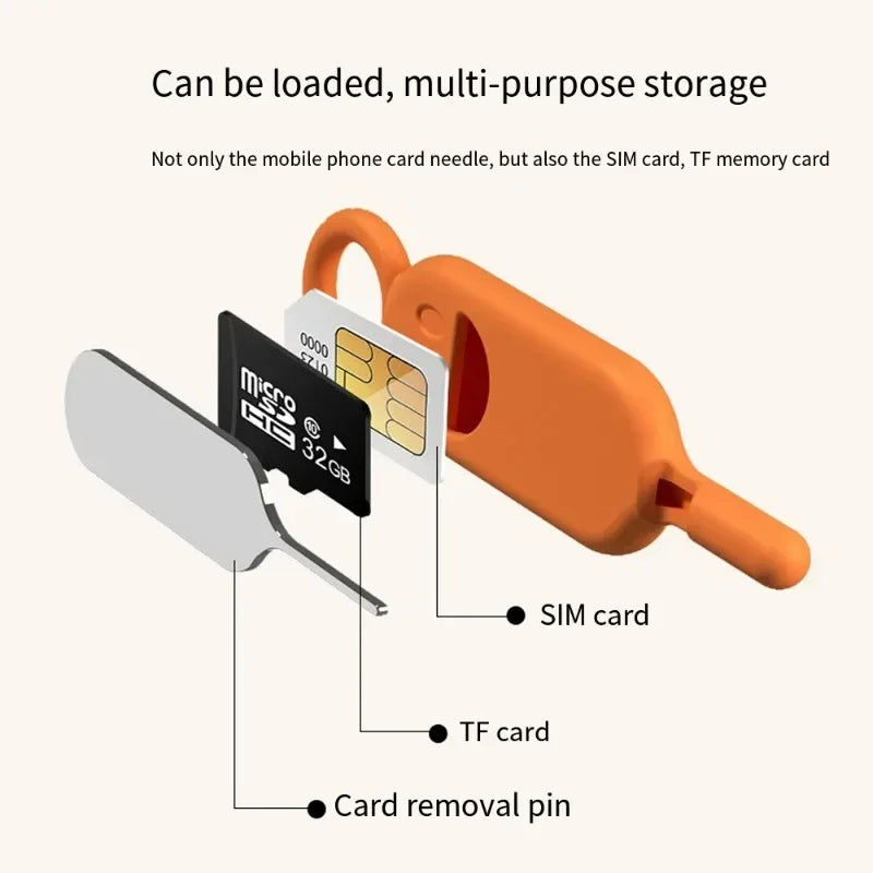 2-in-1 SIM Card Removal Tool – Pin with Protector Holder & Anti-Lost Storage Case for Phone SIM Ejector