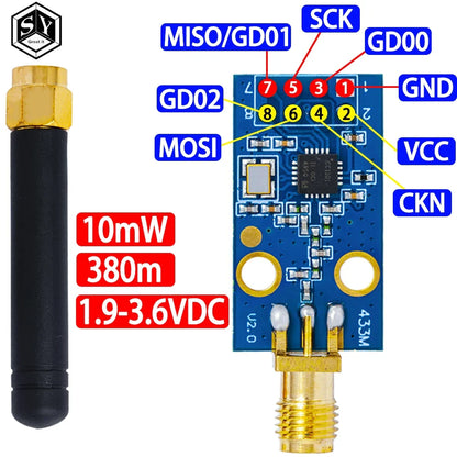 CC1101 Wireless Transceiver Module with SMA Antenna – 315/433/868/915MHz for Arduino