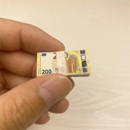 5PCS Mini Dollar & Euro Fake Money Banknotes – Miniature Props for Kids Dollhouse & Decoration