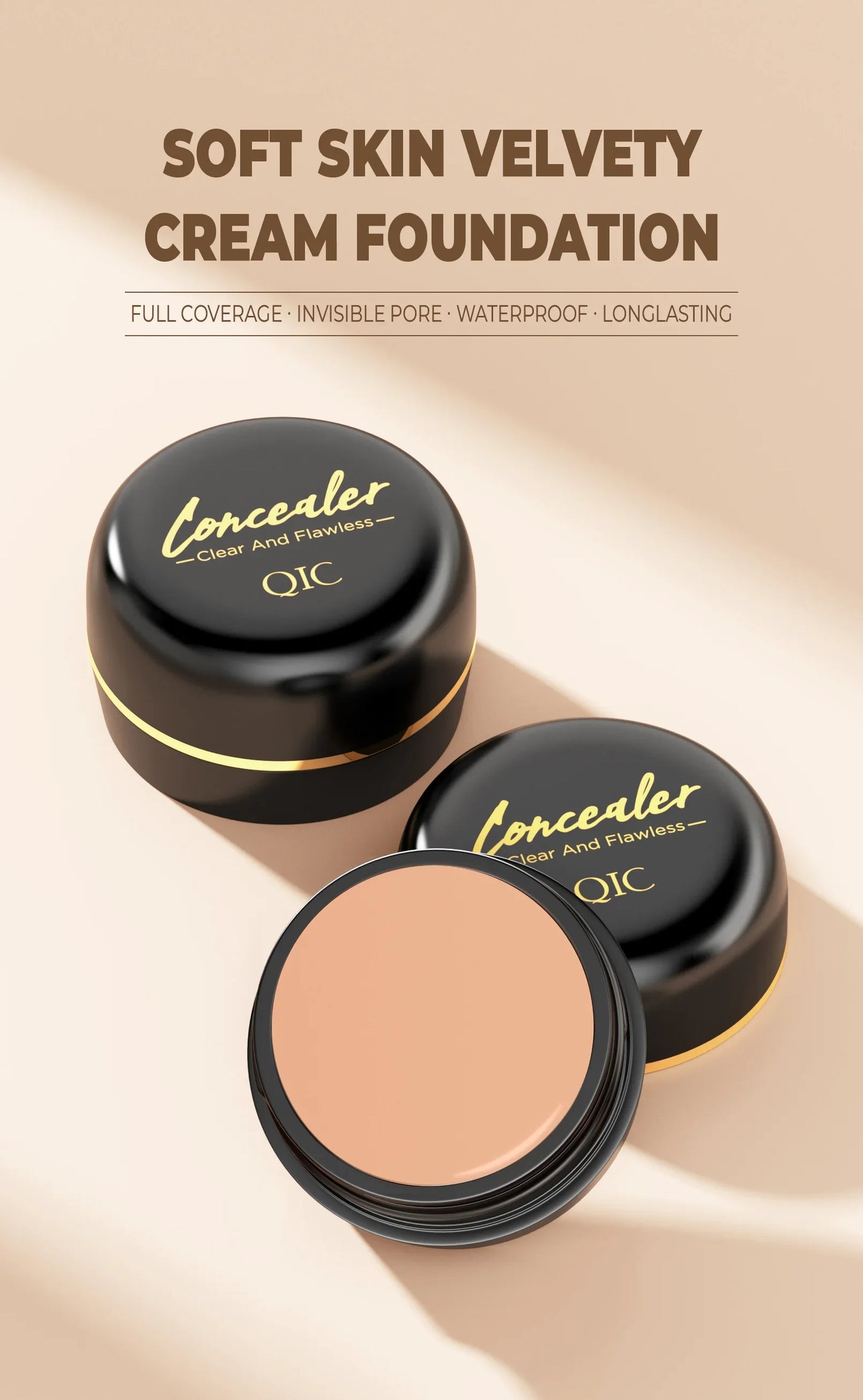 Waterproof Full-Coverage Concealer — Natural Finish Foundation for Tattoos, Scars, All Skin Tones & Types
