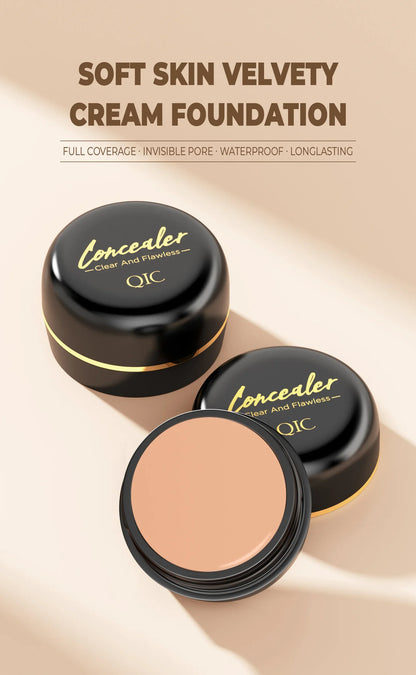 Waterproof Full-Coverage Concealer — Natural Finish Foundation for Tattoos, Scars, All Skin Tones & Types