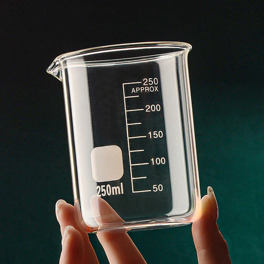 High Borosilicate Glass Measuring Cup – 50/100/150/250/500/1000ml Clear Scale Laboratory Beaker for Kitchen Baking & Mixing