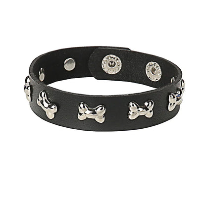Punk Rock Hip Hop PU Leather Bracelet – Unisex Skull, Pentagram & Rivet Chain Bracelet, Trendy Party Jewelry Accessory