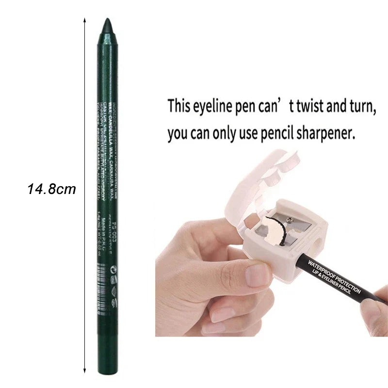 14-Color Waterproof Eyeliner Pencil – Long-Lasting Smokey Punk Style High-Pigment Shimmer Eyeshadow Stick