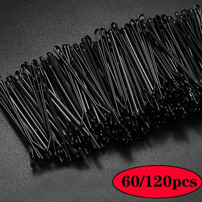 60/120pcs Black Hairpins for Women - Invisible Bobby Pins, Curly Wave Hair Clips, Bride & Lady Hairgrips