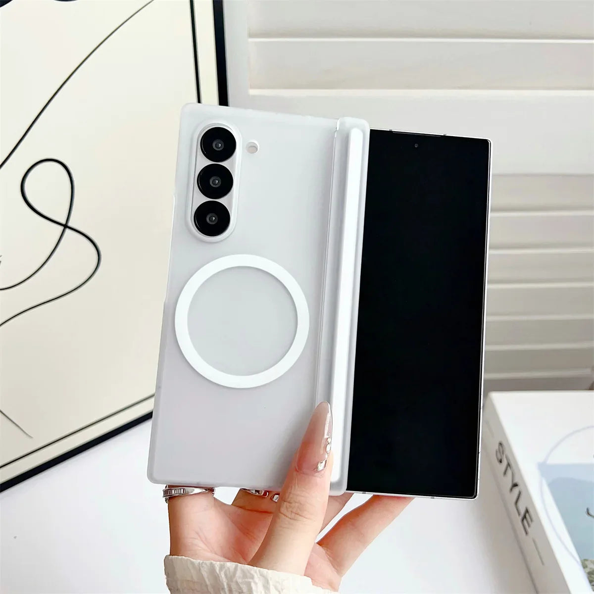 Magnetic Frosted Case for Samsung Galaxy Z Fold 7/6/5/4 with Wireless Charging & Hinge Protection