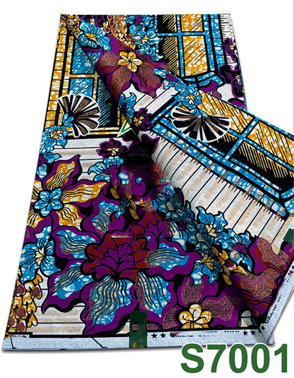 Original African Wax Print Fabric - 6 Yards 100% Cotton Nigerian Ankara Sewing Material