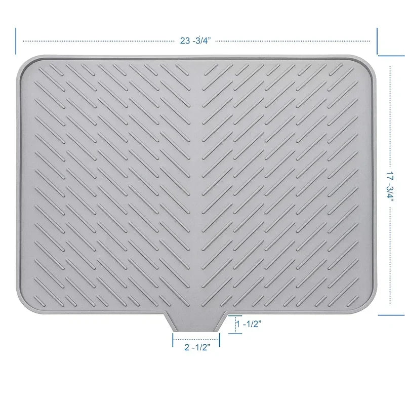 Large Silicone Dish Drying Mat | Hygienic, Non-Slip, Heat Resistant Pad Preventing Water Build-Up