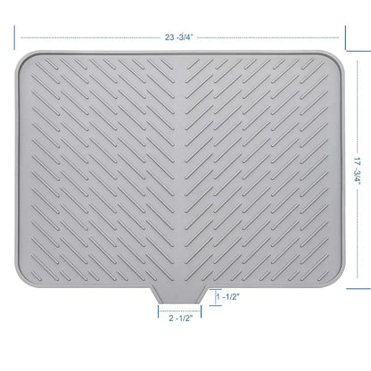 Large Silicone Dish Drying Mat | Hygienic, Non-Slip, Heat Resistant Pad Preventing Water Build-Up