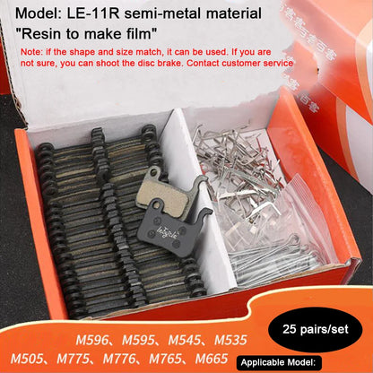 25 Pairs MTB Bicycle Disc Brake Pads - Resin, Metal, Ceramic for Shimano, SRAM, AVID, ZOOM B01S Universal Hydraulic Brakes
