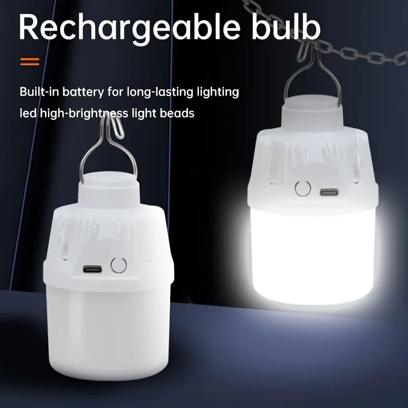 Portable LED Camping Light Bulb USB Rechargeable – 1/2/3/5/10PCS Outdoor Hanging Lamp with 3 Lighting Modes (White/Orange)