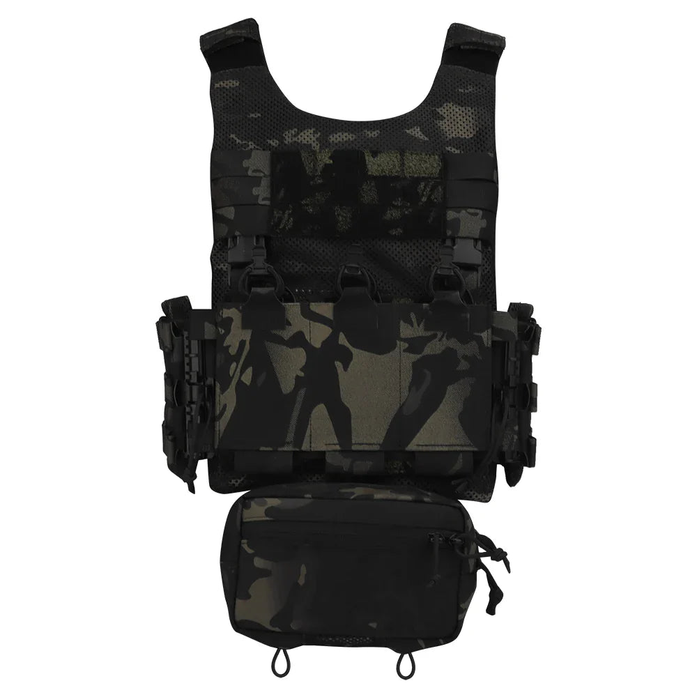Tactical Vest LV119 Plate Carrier Set – Lightweight OTB Maritime Airsoft Hunting Vest with Underbelly Bag & Triple Mag Pouch