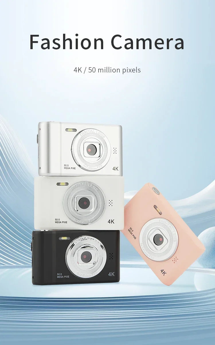 4K Digital Camera – 50MP Travel Selfie Camera with HD Zoom, 2.4-inch Screen, Mini Retro Cam for Kids & Beginners