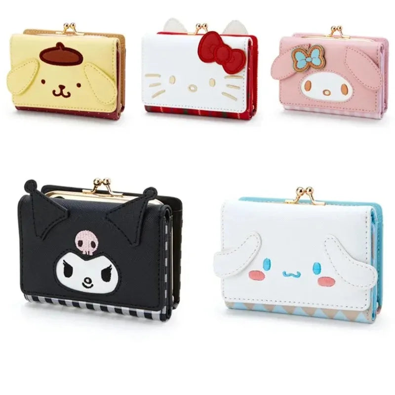 2024 Sanrio Hello Kitty and Friends PU Leather Wallet - Kawaii Cinnamoroll, My Melody, Kuromi Casual Fashion Card Bag