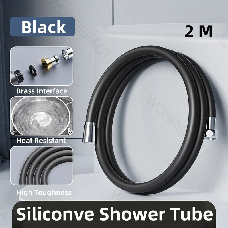 Bathroom Silicone Shower Hose — Flexible, Anti-Kink, Explosion-Proof High-Toughness Shower Tube