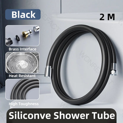 Bathroom Silicone Shower Hose — Flexible, Anti-Kink, Explosion-Proof High-Toughness Shower Tube