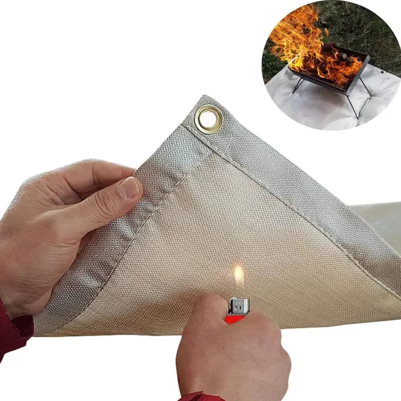 Outdoor Camping & BBQ Fire Protection Mat – High-Temperature Iron Fire Retardant Carpet for Picnic, Barbecue & Indoor Use