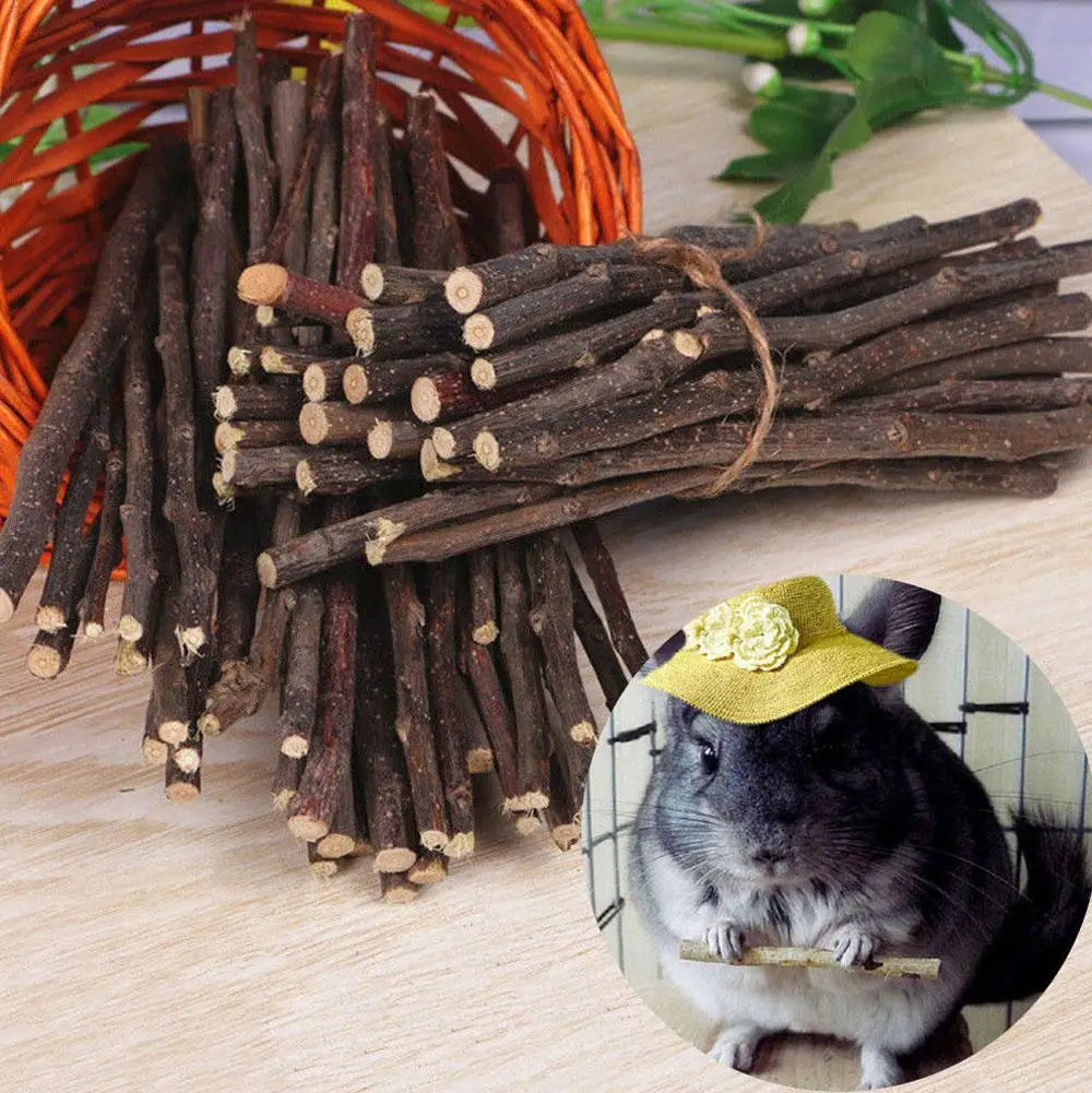100% Natural Apple Branch Rabbit Chew Sticks – Wooden Teeth Cleaning Toys for Rabbits, Hamsters, Guinea Pigs & Small Pets, Natural Molars Care Chew Treats