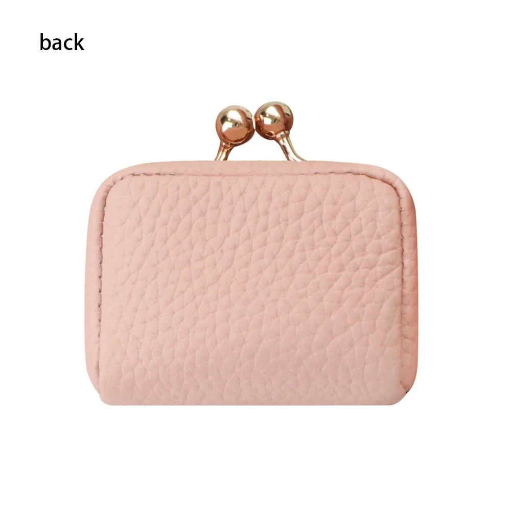 URBAN MASTER Genuine Leather Mini Coin Purse – Solid Color Kiss Lock Change Pouch, Casual Small Wallet for Women