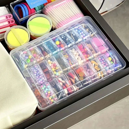 Durable Transparent Plastic Storage Box – 14/30 Compartments Organizer for Jewelry & Small Items