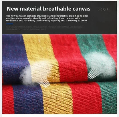 Outdoor Canvas Camping Hammock – Anti-Rollover Portable Thick Fabric Single/Double with Carry Bag