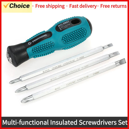 Multi-Functional Insulated Screwdriver Set – Magnetic Slotted & Phillips Bits Electrical Repair Tool Kit