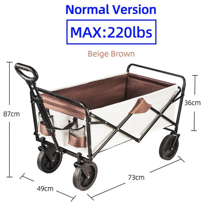500lbs Heavy Duty Folding Tank Wheels Cart — Large Capacity Outdoor Wagon for Beach, Sand, Trolley & Camping