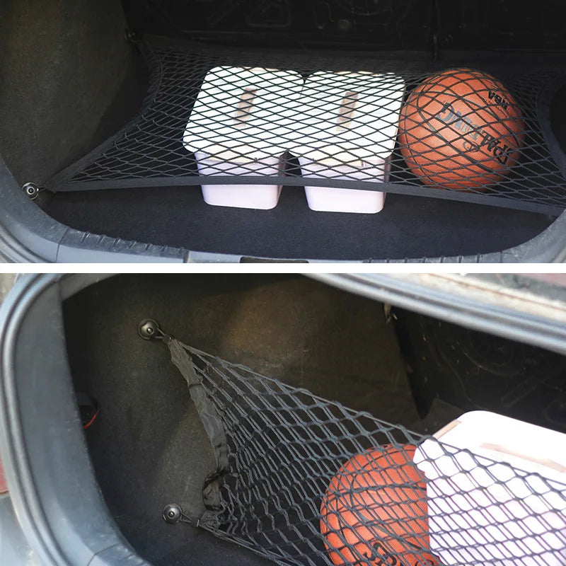 Car Trunk Hooks Organizer | Rear Cargo Mounting Luggage Net Fastener with Screw & Adhesive Tape Kit