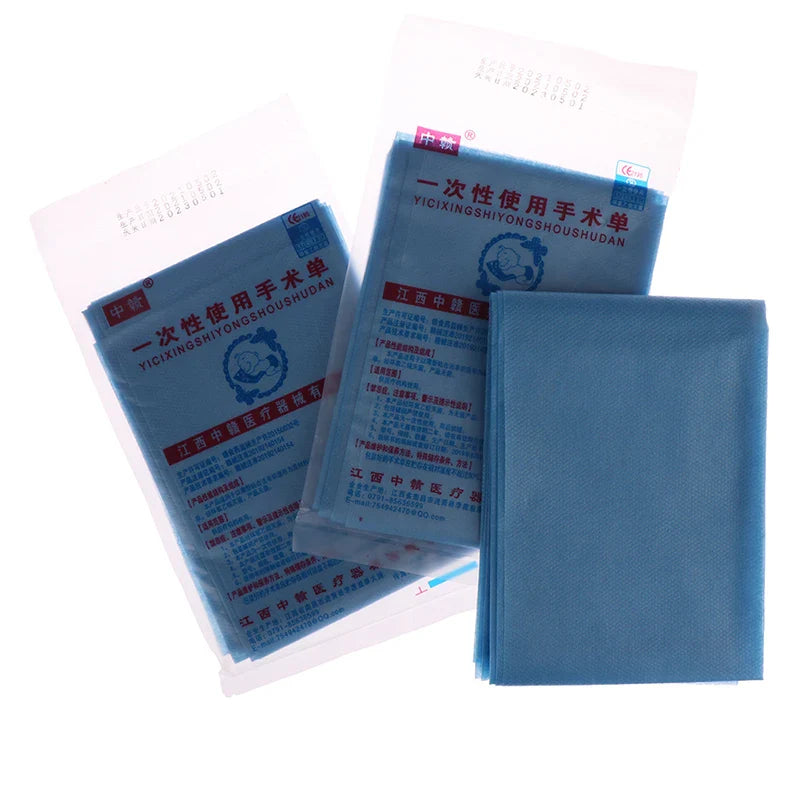 40PCS Disposable Surgical Drapes – Sterile Non-Woven Surgical Sheets, Blue 600x600mm with Hole