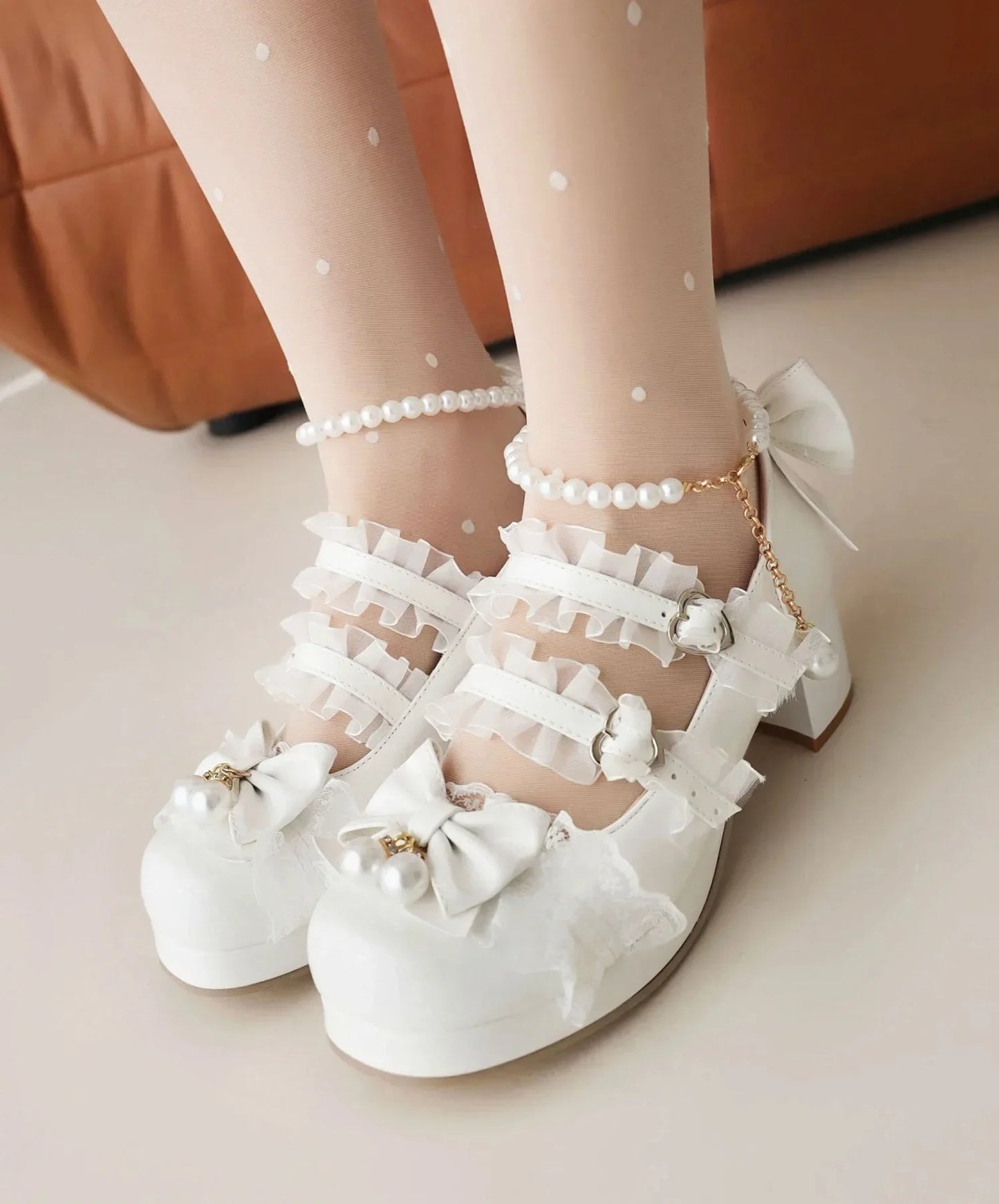 Women’s Cross Strap Mary Jane High Heels – Party, Wedding, Cosplay Lolita Pumps in White, Pink, Black, Strawberry Bow 2025