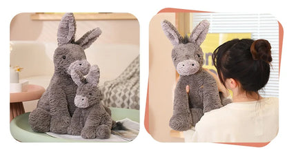 23/40/60cm Cute Burro Plush Toy — Grey Donkey Stuffed Animal, Soft Baby & Infant Doll, Birthday Gift & Room Decor