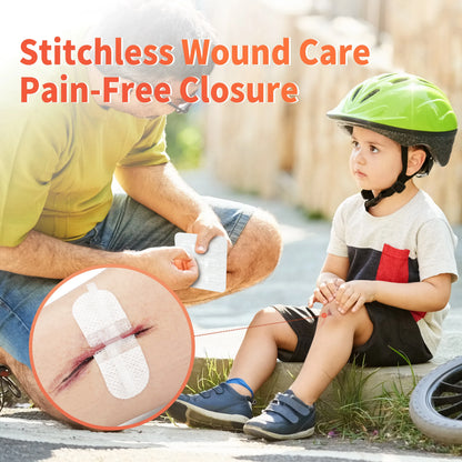 RHINO RESCUE Zip Stitch — Wound Closure Strips, Adhesive Bandages for Cut Care Without Sutures