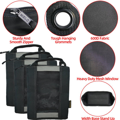 MELOTOUGH Canvas Tool Pouch | 2-Pack Zipper Bags with Mesh Window & Hanging Grommets