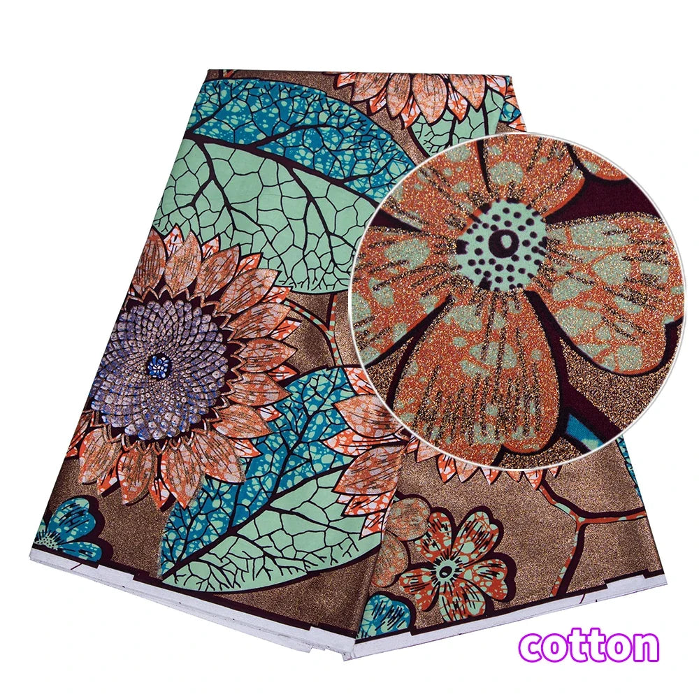 100% Cotton African Ankara Wax Fabric - 6 Yards Party Dress Sewing & Craft Print