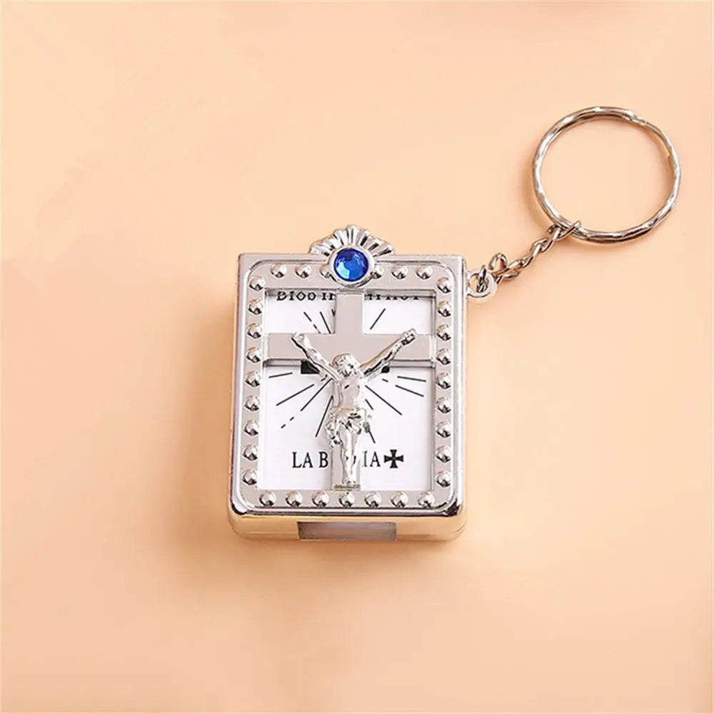 Mini English Holy Bible Keychain - Christian Jesus Cross & Muslim Keyring, Prayer God Bless Charm for Women’s Bag