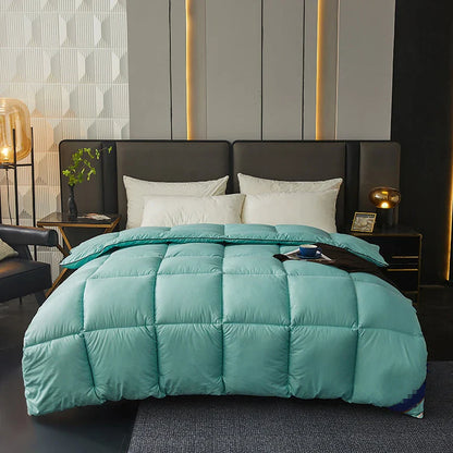 Winter Warm Thick Duvet – 100% Cotton Cover, Fiber Down Filling, 150x200cm White Quilt for Cozy Sleep