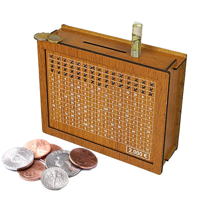 Handmade Natural Wooden Piggy Bank – Decorative Money Box with Savings Counter for Kids & Adults