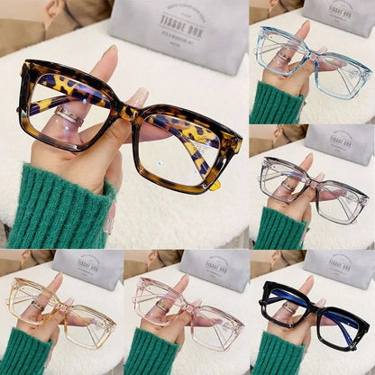 2024 Oversized Square Anti-Blue Light Glasses, Large Frame Myopia Transparent Eyeglasses