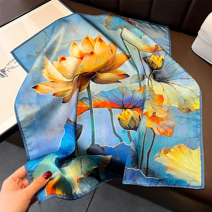 New 2024 Pashmina Scarf – 100% Mulberry Silk Small Shawl, Summer Beach Poncho, Women’s Hijab, Bandana & Kerchief 53x53cm