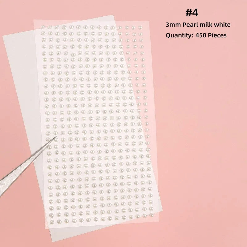 Mix 2mm/3mm/4mm Hair Pearls – Self-Adhesive Stickers for Hair, Face, Makeup, Nails & DIY Crafts