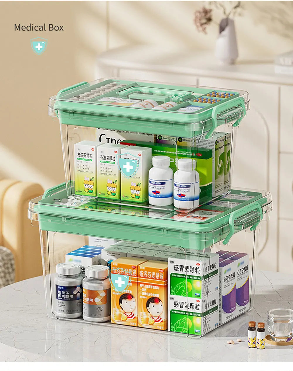 Large Capacity Portable Medicine Box – Multi-Layer Transparent First Aid & Medicine Storage Organizer