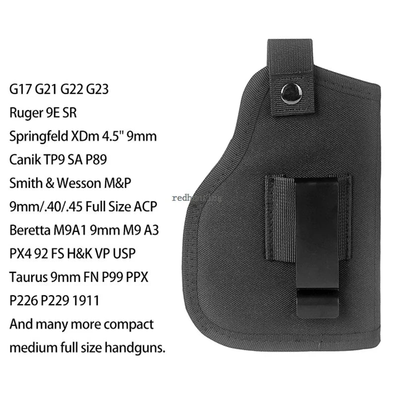 Tactical Concealed Carry Gun Holster – Universal Pistol Holster for Glock 17/19, Beretta M9, SIG with Laser Light Cover