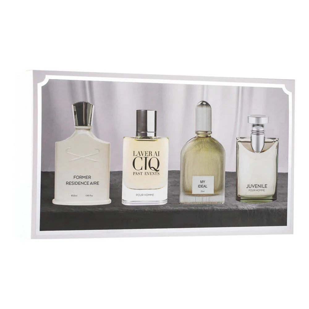 Brand Men's Perfume 100ml Gift Box - Four-Piece Set with Lasting Fragrance Body Spray, Fresh Plant Floral Scent and Pheromones