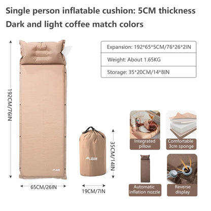 BISINNA Outdoor Self-Inflating Mattress – Ultralight Camping Inflatable Sleeping Pad for Travel, Hiking & Picnic
